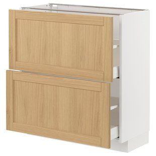 Напольный шкаф с 2 выдвижными ящиками, белый/дуб Форсбака, 80x37 см. METOD/MAXIMERA / 595.092.75