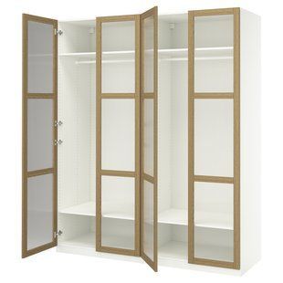 Комбінація шаф, білий/дубовий шпон, скло, 200x60x236 см PAX/TONSTAD / 895.493.69