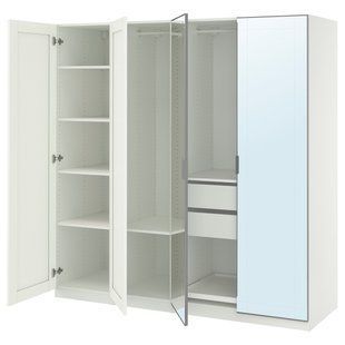 Комбінація шаф, дзеркало білий/сіро-білий, 200x60x201 см PAX/KAMMARTORP/GULLABERG / 395.725.88