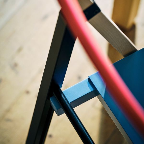 Складной стул, березовый, сине-черно-красный IKEA PS 2026 / 106.178.94