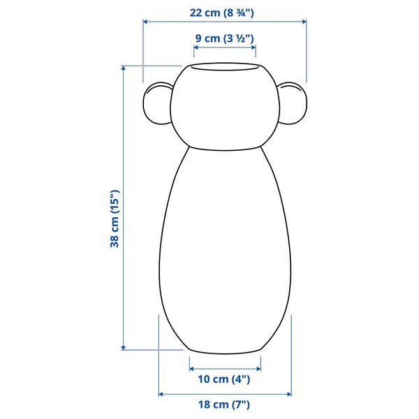Ваза, стекло/синий/зеленый, 38 см IKEA PS 2026 / 106.185.63