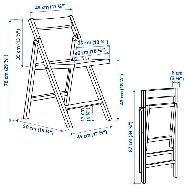 Складной стул, березовый, сине-черно-красный IKEA PS 2026 / 106.178.94