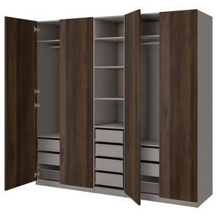 Шкаф-купе, имитация дуба темно-серого/темно-коричневого цвета, 250x60x236 см. PAX/STORKLINTA / 895.629.16