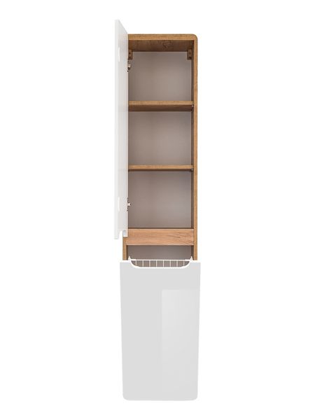Шкафчик высокий для ванной комнаты ARUBA с корзиной для белья / ARUBA 804;дуб крафт/білий глянець;