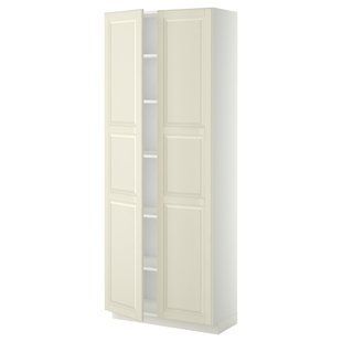 Висока шафа/полиці, білий/Бодбін кремовий, 80x37x200 см METOD / 194.693.80