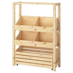 Полиця, з 2 контейнерами/сосна, 89x30x124 см IVAR / 695.905.76