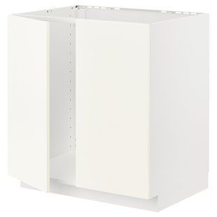 Шафа з мийкою/2 дверцятами, білий/Валлстена білий, 80x60 см METOD / 995.071.37