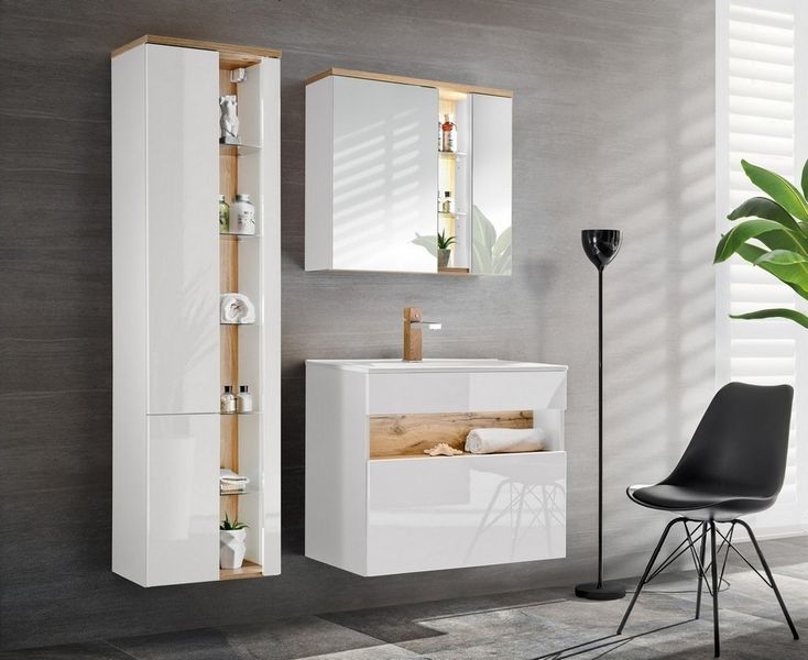 Шкафчик для ванной комнаты с зеркалом BAHAMA / BAHAMA WHITE 841;білий;80;