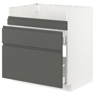 Тумба под мойку HAVSEN/3fr/2sz, белая/темно-серая Voxtorp, 80x60 см METOD/MAXIMERA / 893.102.78