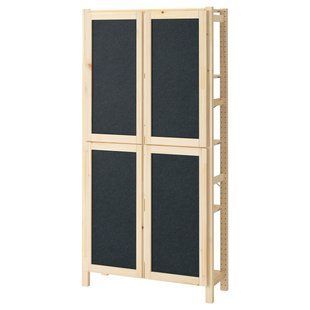 Книжкова шафа, з 4 дверцятами, сосна/фетр, 89x30x179 см IVAR / 395.725.69