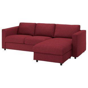 Трехместный диван с шезлонгом / Красный/коричневый Lejde VIMLE / 994.343.96