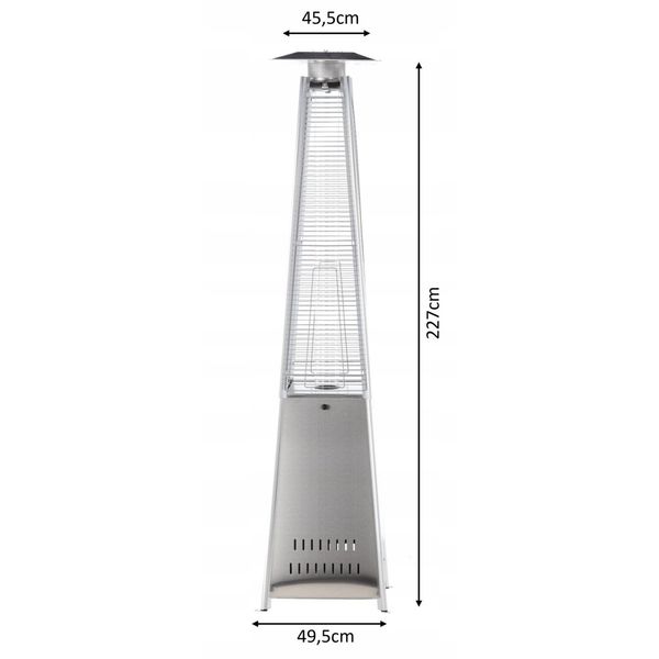 Вуличний газовий обігрівач (парасоля) квадратний 227 см 5000-13000 Вт / GAZ6363;сірий;